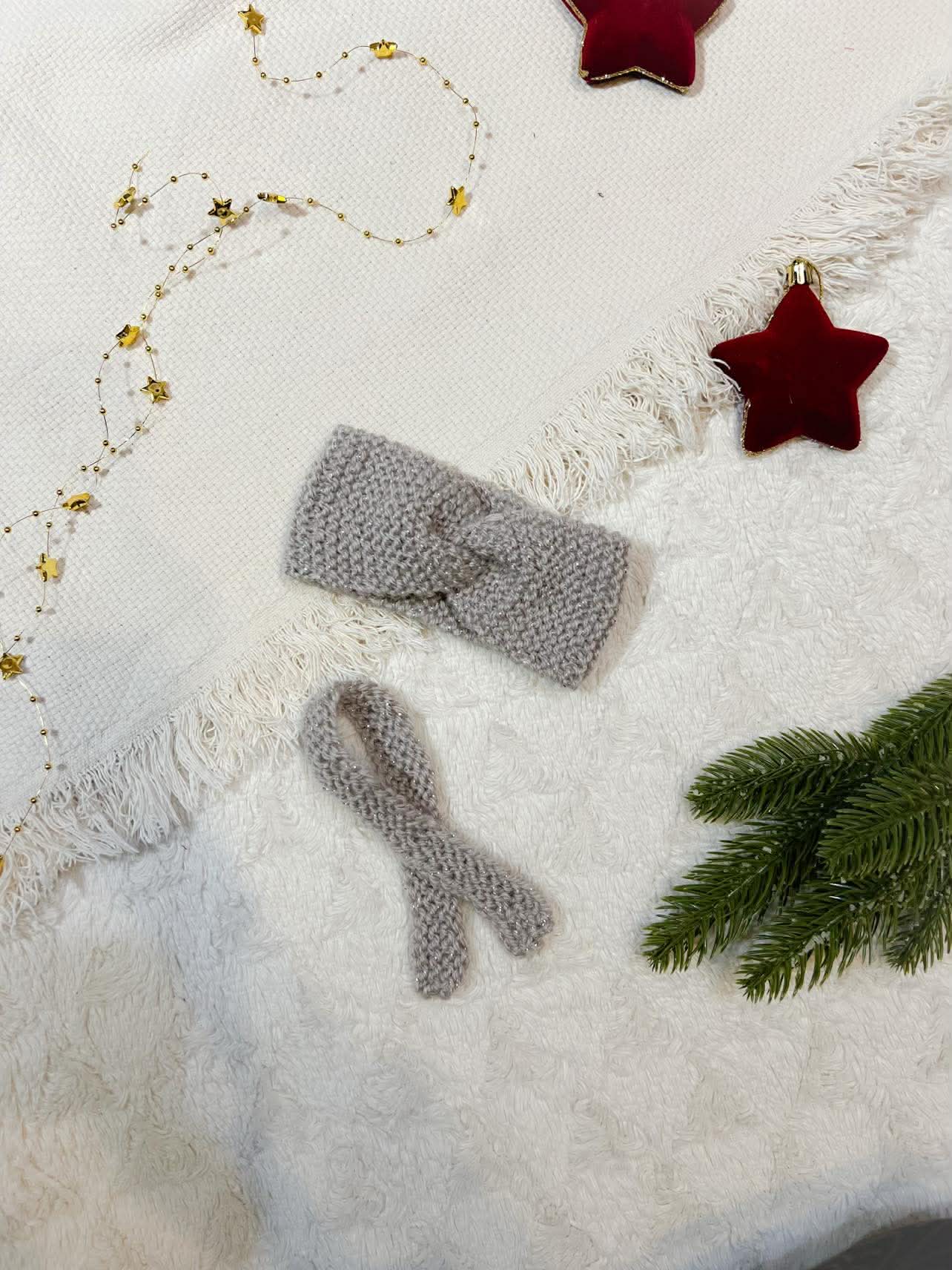 Kötött hajpánt és sál