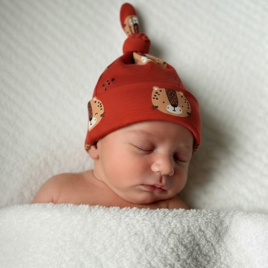 Csomós babasapka - LEO (0-6 hó)